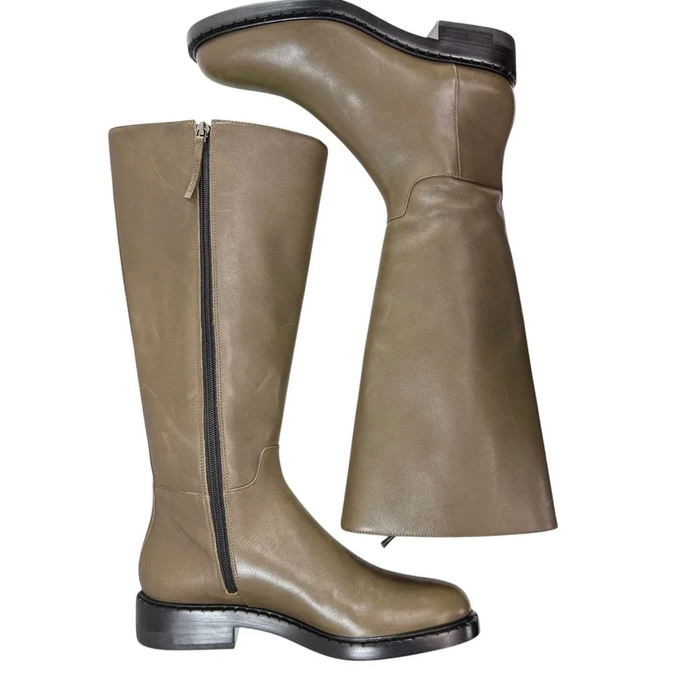 Reformation Nancy Tall‎ Knee Riding Boot NEW Women's 9 Olive Green Calf Leather